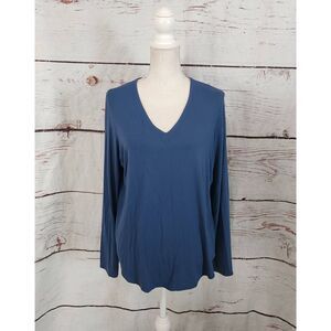 Eileen Fisher V Neck Long Sleeve Tee Size Large